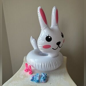 Barbie Doll Two Piece Swimsuit Bikini & Inflatable Bunny Float